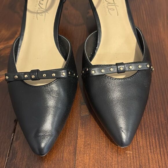 Nanette Lepore Black Kitten Heel Pumps with Gold Studs Size 6 - Picture 2 of 9